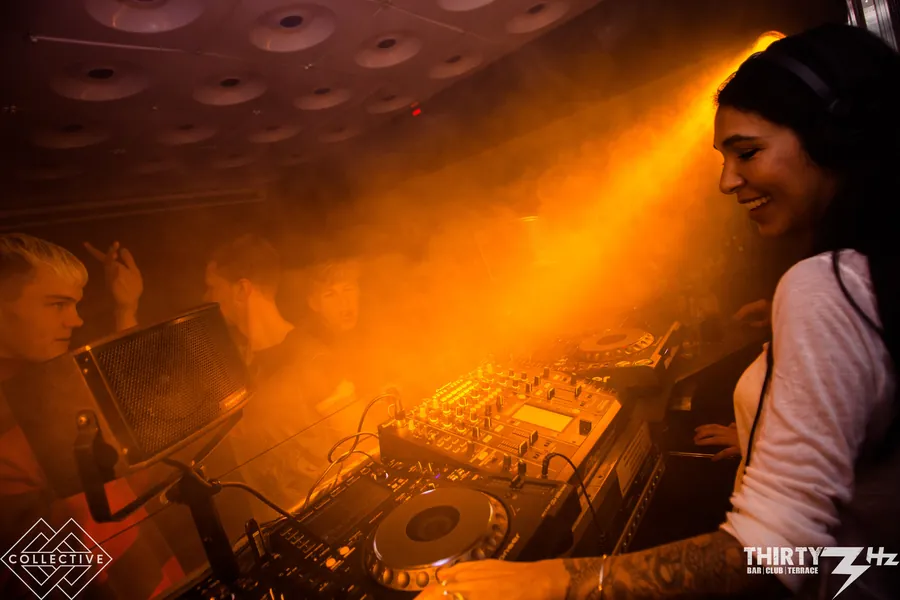 Lily Rivers at the decks in orange haze