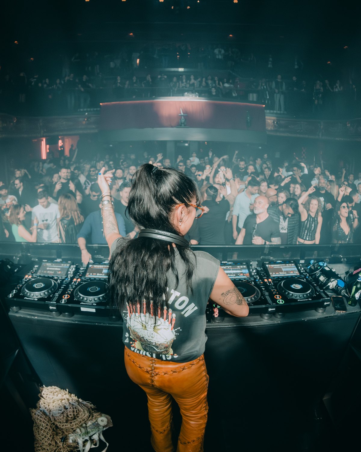 Lily Rivers at the decks at KOKO London, facing a packed crowd